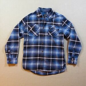 Jachs MFG Heritage Flannel Shirt Blue Plaid Mens M Long Sleeve 100% Cotton